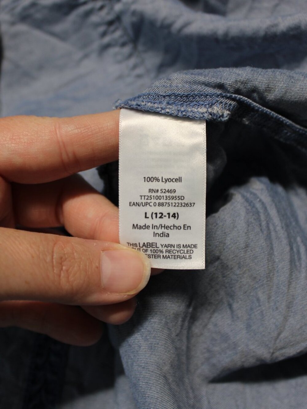 Time and Tru Large Blue Chambray Lyocell Utility Sleeveless Summer Casual Dress - Picture 7 of 9